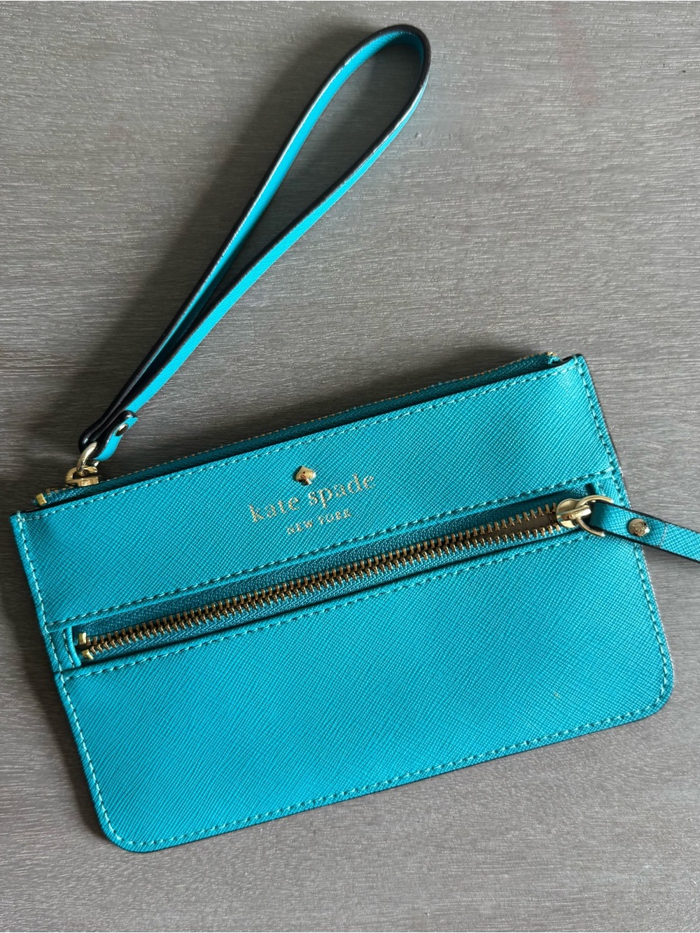 Kate Spade Wristlet Mikas Pond Blue Leather